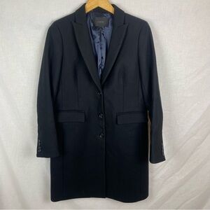 J. Crew Parke Topcoat 100% Wool Black Overcoat